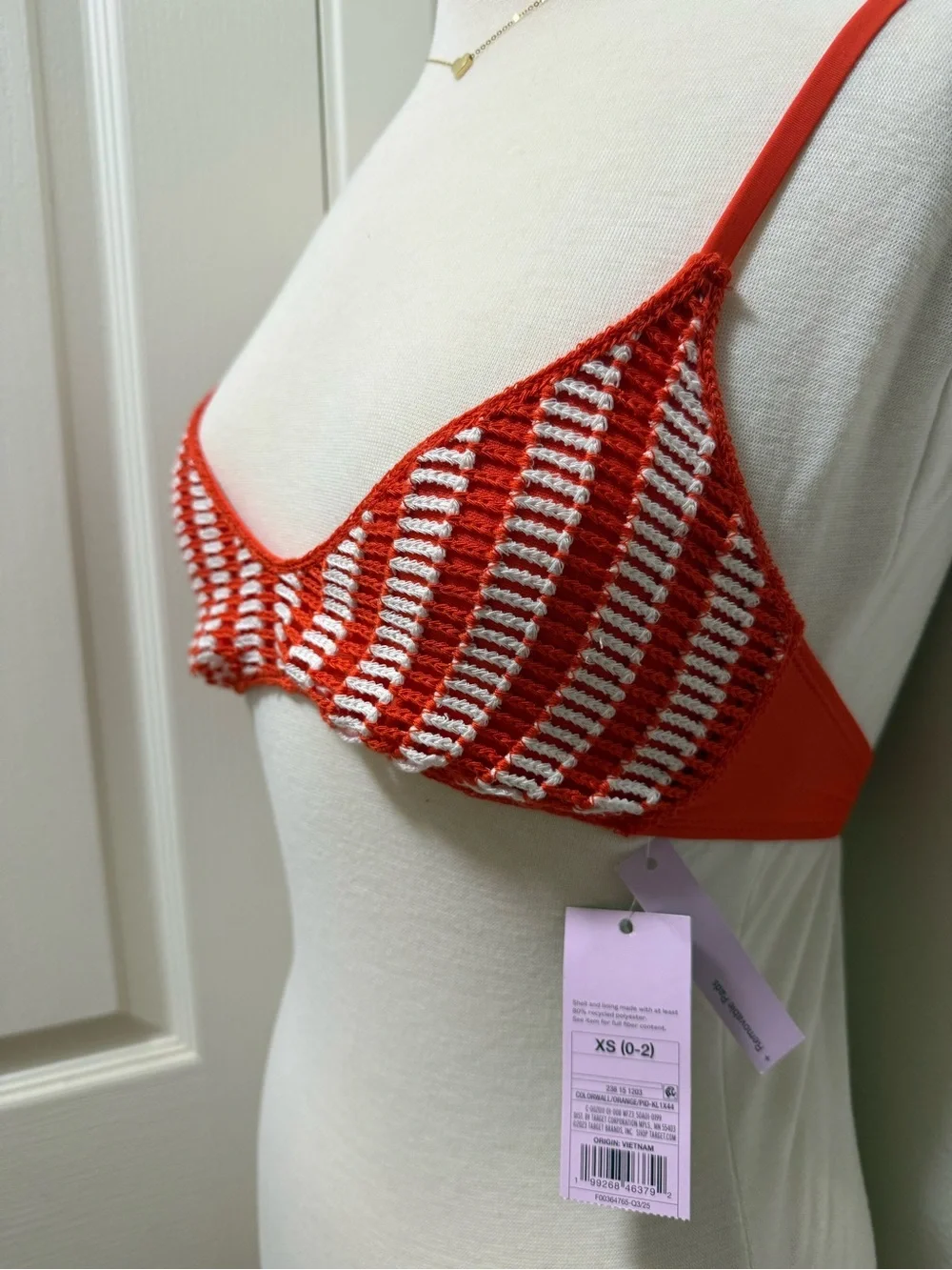 Striped Red & White Knit Bralette - Women Intimates